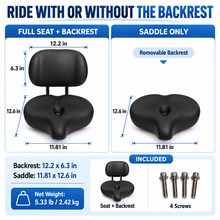 Load image into Gallery viewer, YSB 4, Wide Bike Seat with Adjustable Backrest for Trikes, E-Bikes & Comfort Riding