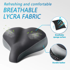 YLG Wide Bike Seat Cushion, Comfortable Bike Saddle for Men and Women, Soft Foam Padding, Lycra Cloth Surface