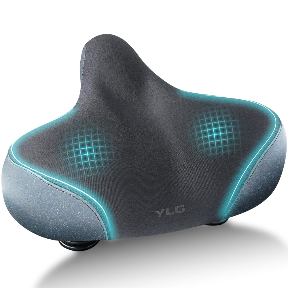 YLG Wide Bike Seat Cushion, Comfortable Bike Saddle for Men and Women, Soft Foam Padding, Lycra Cloth Surface
