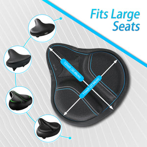 YLG Bike Seat Cushion - Memory Foam Padded Noseless Bike Seat Cover for Men Women Comfort, Extra Soft Exercise Bicycle Seat Compatible with Peloton, Outdoor & Indoor 12"x11"