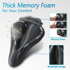 YLG Memory Foam Bike seat Cover for Bicycle Saddle, Elastic and Soft for Men and Women to Feel Comfortable on Fixed/Cruising/Indoor/Outdoor Bike Pads.