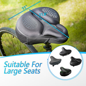 YLG Bike Seat Cushion - 11.8 * 11 Inches Black Bike Saddle Cover with Streamlined Design, Breathable Mesh, and Waterproof Bag