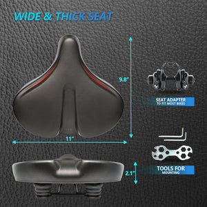 YLG Oversized Bike Seat for Peloton, Comfortable Bicycle Seat Cushion Compatible with Echelon, Spin Exercise, or Road Bikes - Large Saddle Replacement for Men & Women, Waterproof Bike Seat Cushion