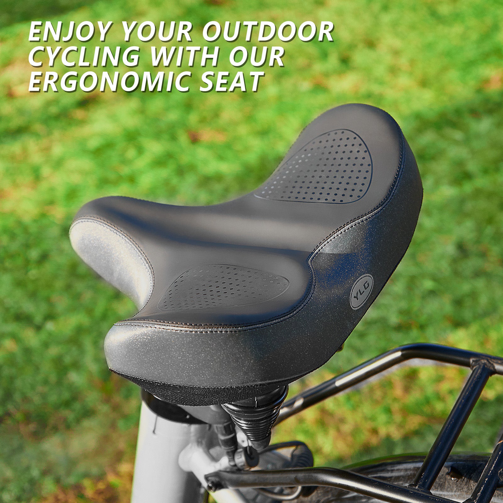YLG Oversize Bike Seat Cushion for Men Women Wide Memory Foam Bicycl YLGBike