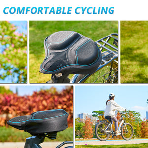 YLG Bike Seat Cushion - Memory Foam Padded Noseless Bike Seat Cover for Men Women Comfort, Extra Soft Exercise Bicycle Seat Compatible with Peloton, Outdoor & Indoor 12"x11"