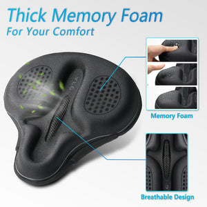 YLG Bike Seat Cushion - 11.8 * 11 Inches Black Bike Saddle Cover with Streamlined Design, Breathable Mesh, and Waterproof Bag