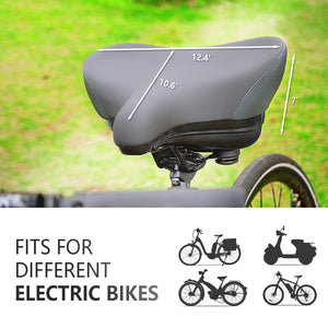 YLG Wide Bike Seat - Comfortable Large Electric Bike Saddle Cushion with Storage, Durable Leather, Universal Fit - Ideal for Tall Men and Women, Stable and Waterproof
