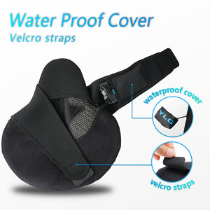 YLG Bike Seat Cushion - 11.8 * 11 Inches Black Bike Saddle Cover with Streamlined Design, Breathable Mesh, and Waterproof Bag