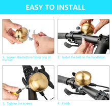 Load image into Gallery viewer, Classic Brass Bike Bell - Vintage-Style Golden Bicycle Ring Bell for Adult Cruisers and Beach Bikes, Crisp and Pleasing Sound
