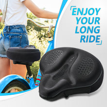 Load image into Gallery viewer, YLG Bike Seat Cushion - 11.8 * 11 Inches Black Bike Saddle Cover with Streamlined Design, Breathable Mesh, and Waterproof Bag
