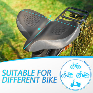 YLG Oversize Bike Seat Cushion for Men Women - Wide Memory Foam Bicycle Saddle Compatible with Peloton Bikes, City, Electric, Stationary Bicycles, Waterproof Bicycle Seat