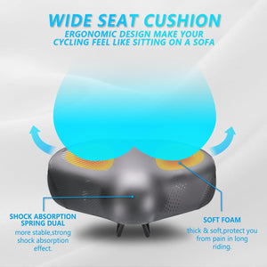 YLG Wide Bike Seat 10.5"W - Comfortable Large Electric Bike Saddle Cushion