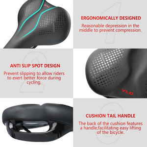YLG Bike Seat I Bicycle Seat for Men and Women, Waterproof Bike Saddle with Handle I Exercise Bike Seat for Peloton Echelon Exercise BMX, MTB and Road Bikes
