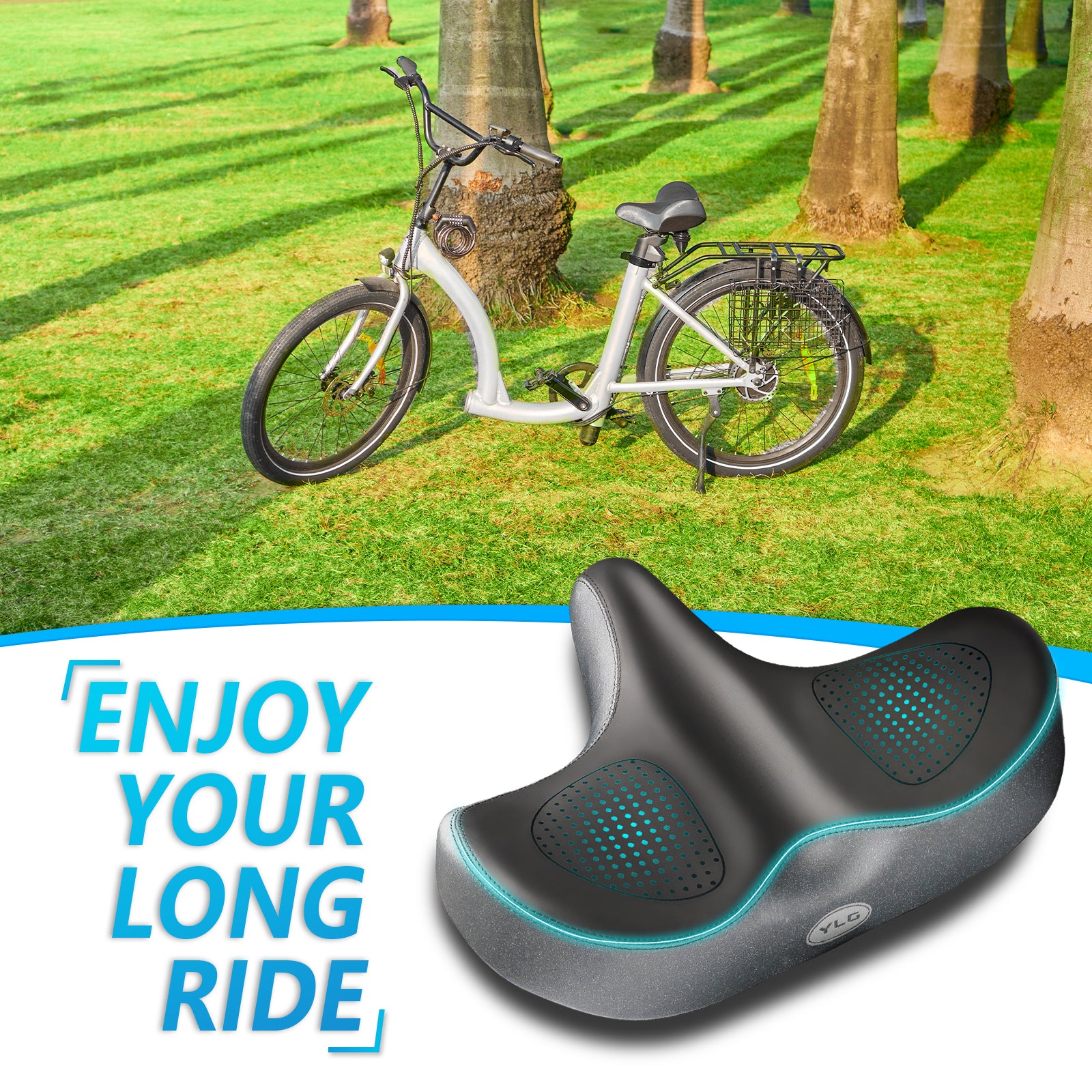 Extra Wide Bike Seat Cushion With Bell - Comfortable Bicycle Saddle For Men & Women