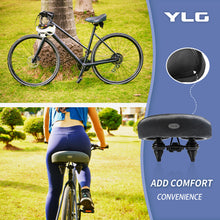 Load image into Gallery viewer, YLG Oversized Comfort Bike Seat for Casual Bike Rider - Large Bicycle Saddle Firm Cushioning for Women Men, Bike Accessories for Adult/MTB/Schwinn/Beach Bike
