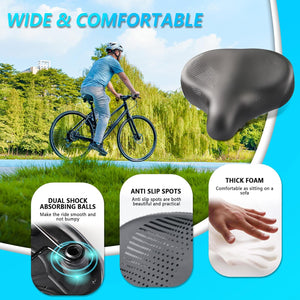 YLG Wide Bike Seat 10.5"W - Comfortable Large Electric Bike Saddle Cushion