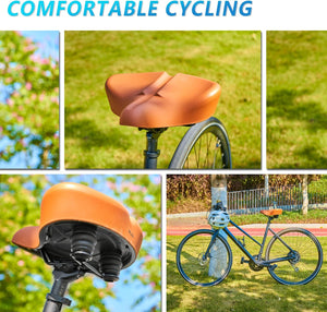 YLG Bike Seat Cushion- Comfort Brown Padded Bicycle Seat Compatible with Peloton, Road Spin Bikes, Large Bike Saddle Replacement for Men Women, Waterproof