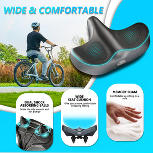 YLG Oversize Bike Seat Cushion for Men Women - Wide Memory Foam Bicycle Saddle Compatible with Peloton Bikes, City, Electric, Stationary Bicycles, Waterproof Bicycle Seat