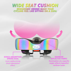 YLG Bike Seat Cushion Comfort Bicycle Saddle for Men Women Rainbow Gradient Design， Breathable Bicycle Seat Cushion Soft Foam Universal Road Mountain Sports Bike Saddle, Waterproof Bike Cushion