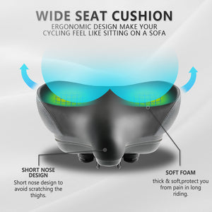 YLG Wide Bike Seat - Comfortable Large Electric Bike Saddle Cushion with Storage, Durable Leather, Universal Fit - Ideal for Tall Men and Women, Stable and Waterproof