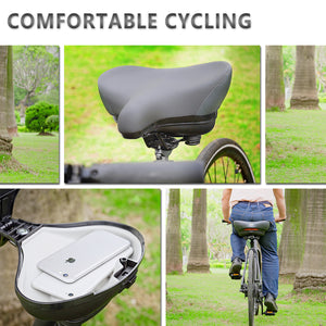 YLG Wide Bike Seat - Comfortable Large Electric Bike Saddle Cushion with Storage, Durable Leather, Universal Fit - Ideal for Tall Men and Women, Stable and Waterproof