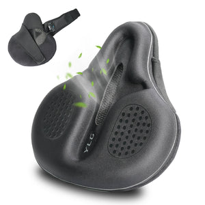 YLG Bike Seat Cushion - 11.8 * 11 Inches Black Bike Saddle Cover with Streamlined Design, Breathable Mesh, and Waterproof Bag