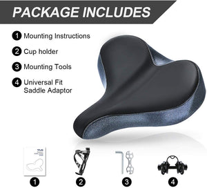 YLG Oversized Comfort Bike Saddle Memory Foam, Waterproof, 13.5"W For Outdoor Bike