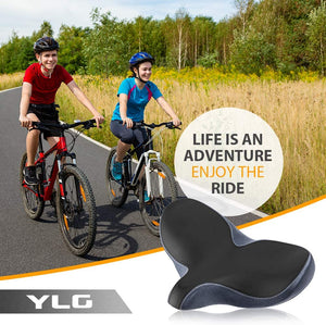 YLG Oversized Comfort Bike Saddle Memory Foam, Waterproof, 13.5"W For Outdoor Bike